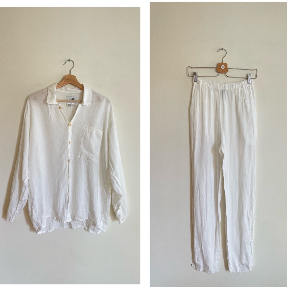 FLAX linen two piece set white small matching Matilda djerf